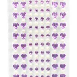 Silly Farm Supplies Glitter & Bling Purple Crystal Heart And Pearl Bling Bag- 272 Pieces
