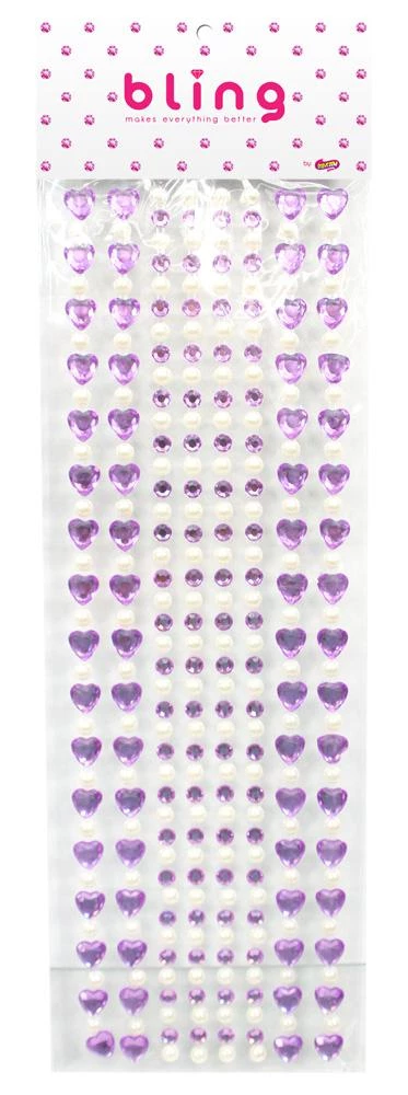Silly Farm Supplies Glitter & Bling Purple Crystal Heart And Pearl Bling Bag- 272 Pieces 1 Silly Farm Supplies Glitter & Bling Purple Crystal Heart And Pearl Bling Bag- 272 Pieces